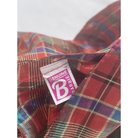 Mattel Holiday 1976 Barbie in Black Velor With Plaid Dress Missing Shoes - Picture 15 of 16